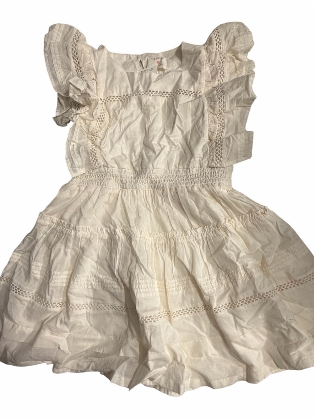 Crewcuts Cream Cotton Lace-Trim Dress